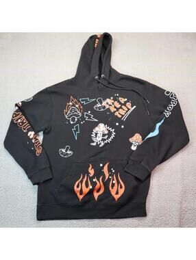 Eighty Eight Hoodie Men Medium Black Stay Trippy Mushrooms